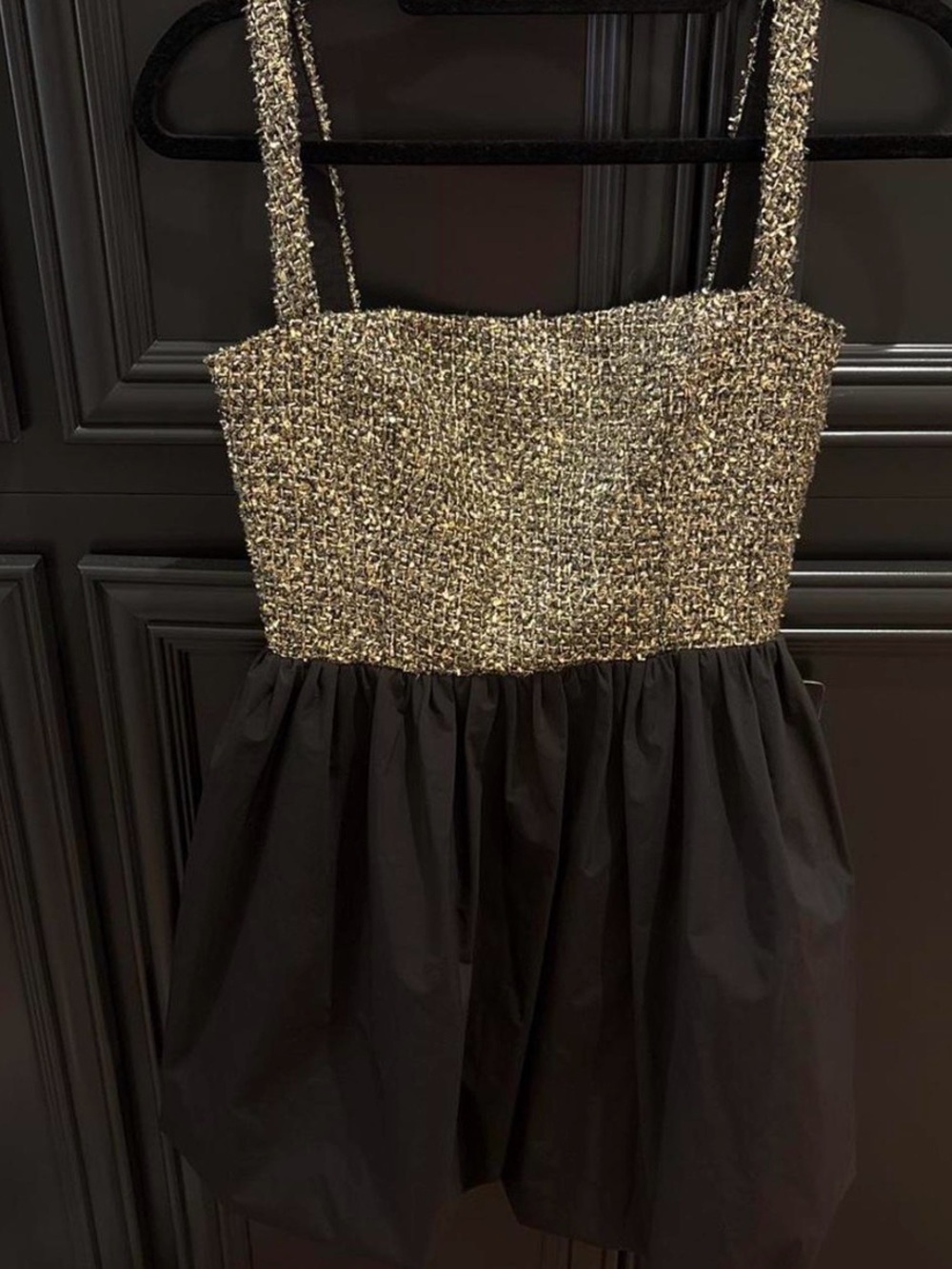 Amanda Uprichard Black Dress with Gold Tweed Bodice